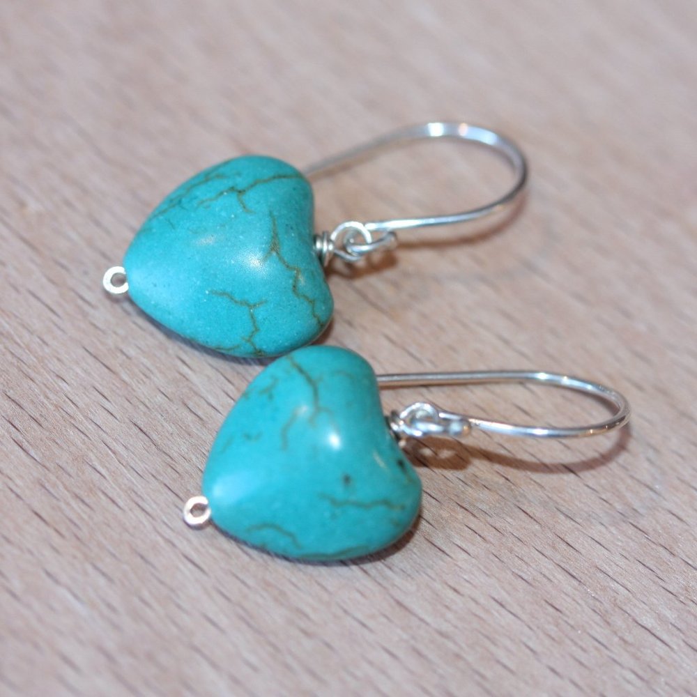 beautiful heart silver style dangle earrings